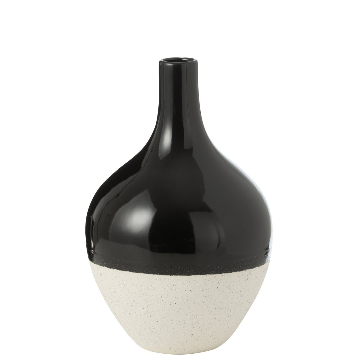 Vase J-Line IVA en porcelaine noir et blanc, grand modèle, Ø 21 cm