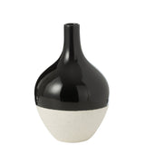 Vase J-Line IVA en porcelaine noir et blanc, grand modèle, Ø 21 cm