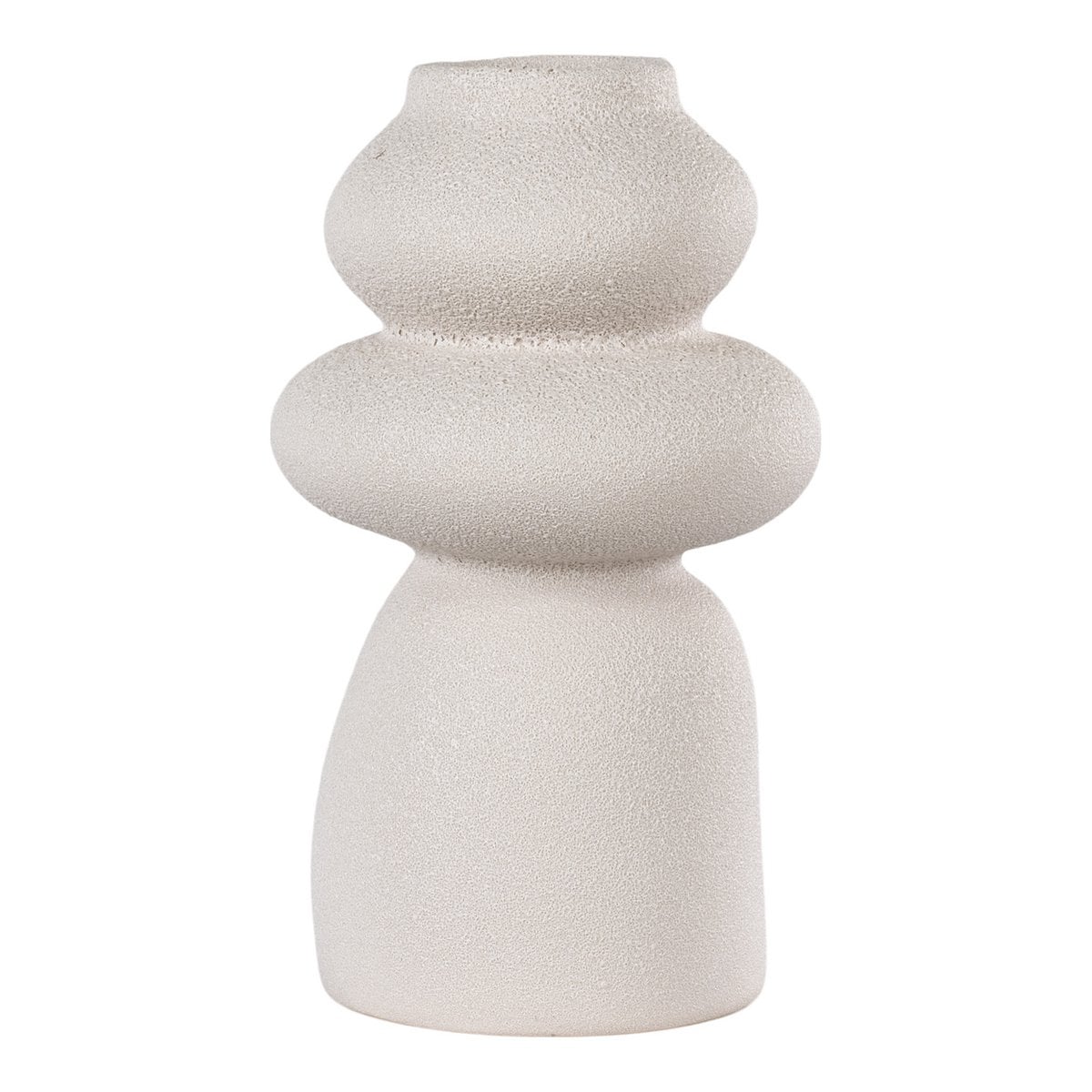 Vase en grès beige avec design sculptural moderne