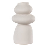 Vase en grès beige avec design sculptural moderne
