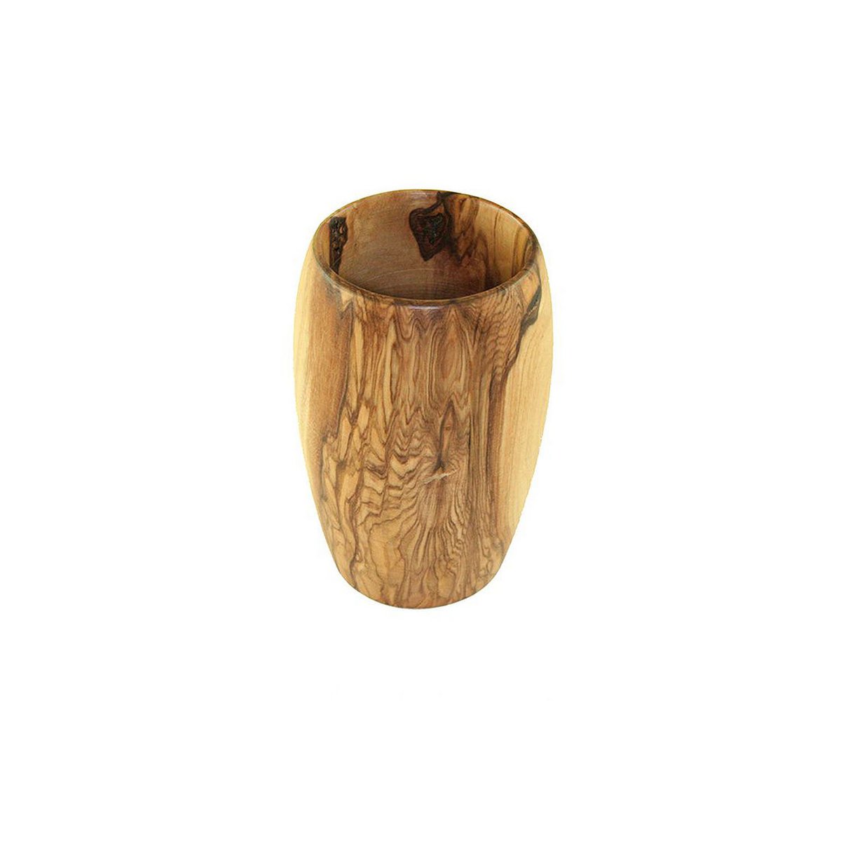 Gobelet en bois d'olivier sur un fond neutre