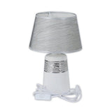 Lampe de table en céramique "Vittoria" 31 cm de haut, Ø 20 cm, en céramique, métal et tissu en polyester, blanc et argent