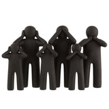 Figurines J-Line Hear/See/Speak No Evil en résine noire, détail du design moderne