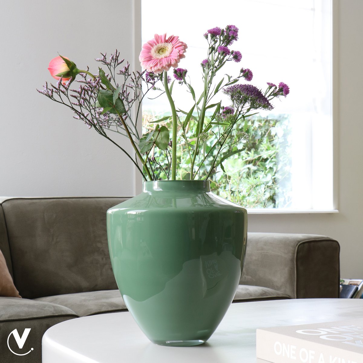 Vase Tugela en verre vert pastel