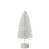 Vue rapprochée de la décoration sapin de Noël Glitter J-Line - Détails en plastique blanc