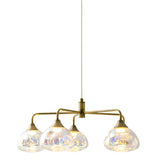 LED PENDANT LAMP 5-FLAME "Varna", lampe pendentielle en métal de couleur en laiton et en verre d'iris, LED fermement intégré, 50 cm de diamètre, éclairage élégant pour le salon, la salle à manger ou le couloir