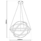 Le pendentif LED "Cosmos" métal et plastique en chrome, Ø60 cm, avec des LED fermement construites, éclairage pour le salon, la salle à manger ou le bureau.