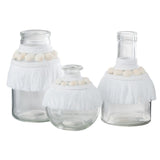Vase Coquille J-Line en verre et textile blanc, vue latérale