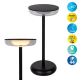 «Pasi» de tablette sans fil pour l'extérieur et à l'intérieur, en métal et en plastique en noir, dimmable, avec une fonction tactile et mémoire, environ. 26 cm de haut