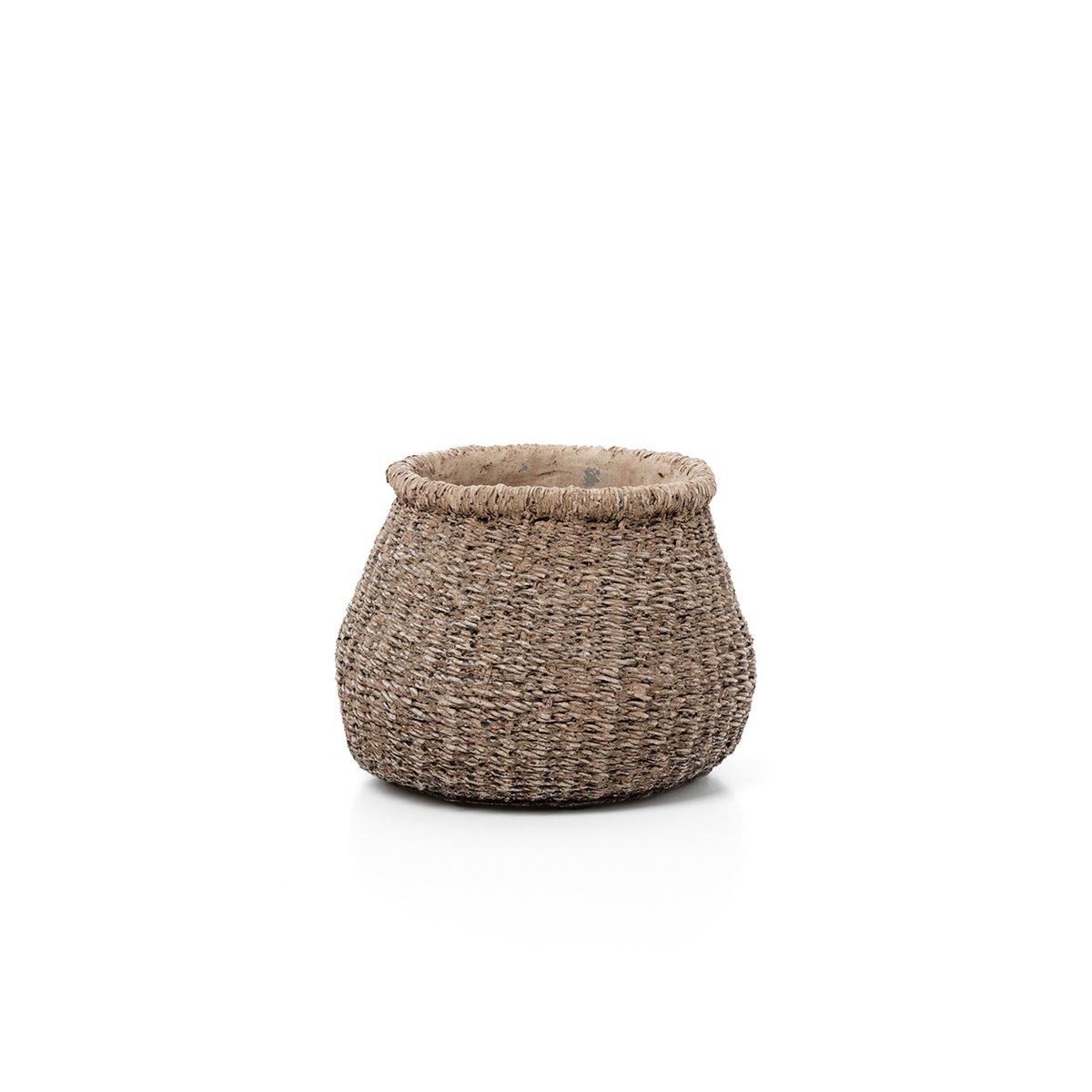 Jardinière Faux-Puff marron, vue de face avec une texture unique.