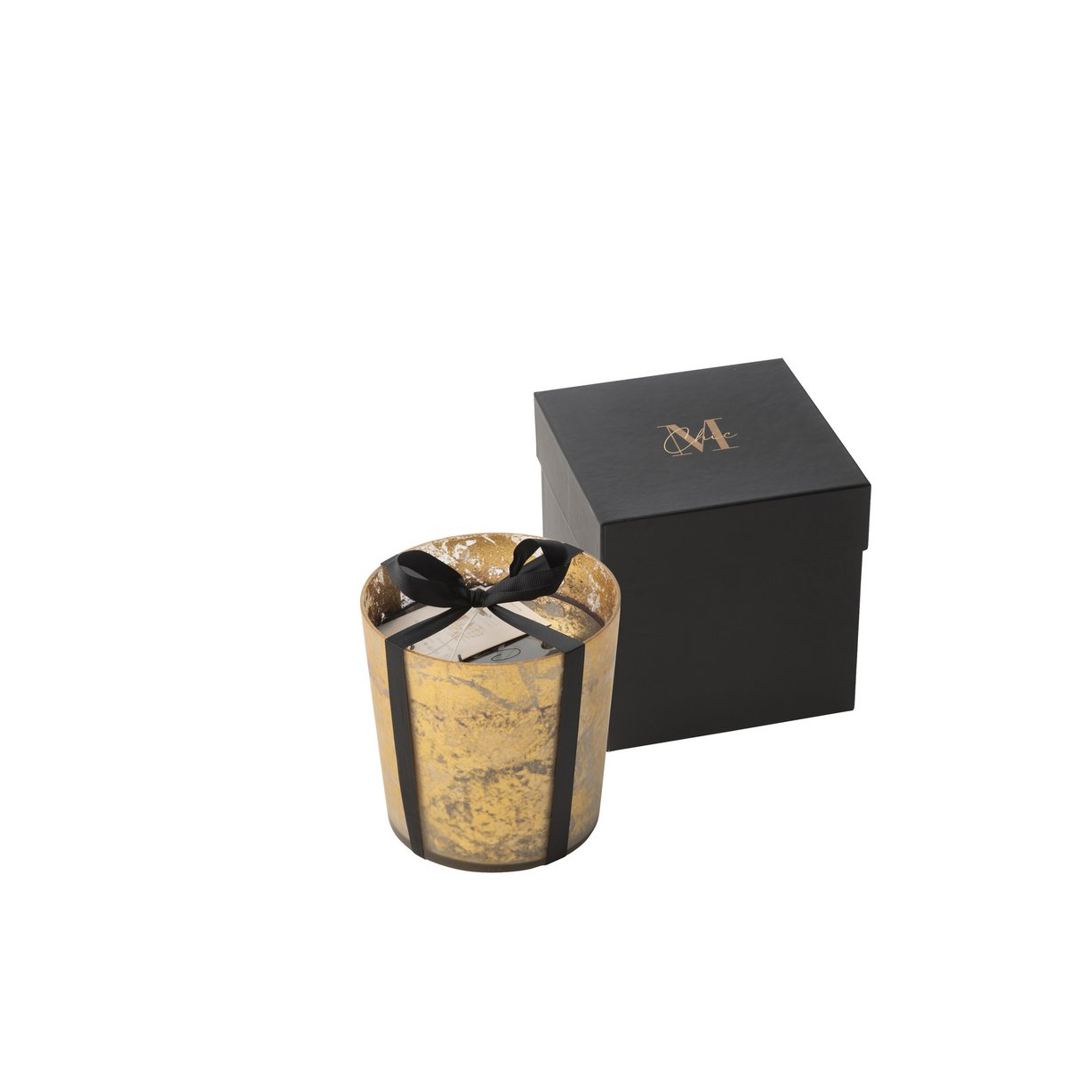 Bougie parfumée M-Chic en verre doré et noir, design élégant