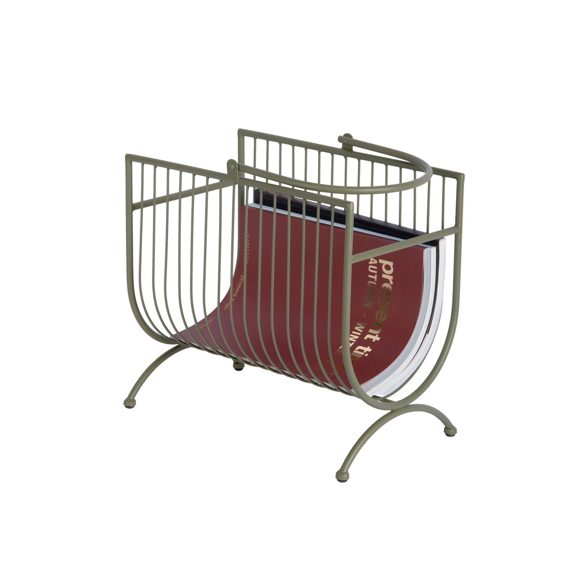 Porte-revues vert élégant dans un intérieur contemporain