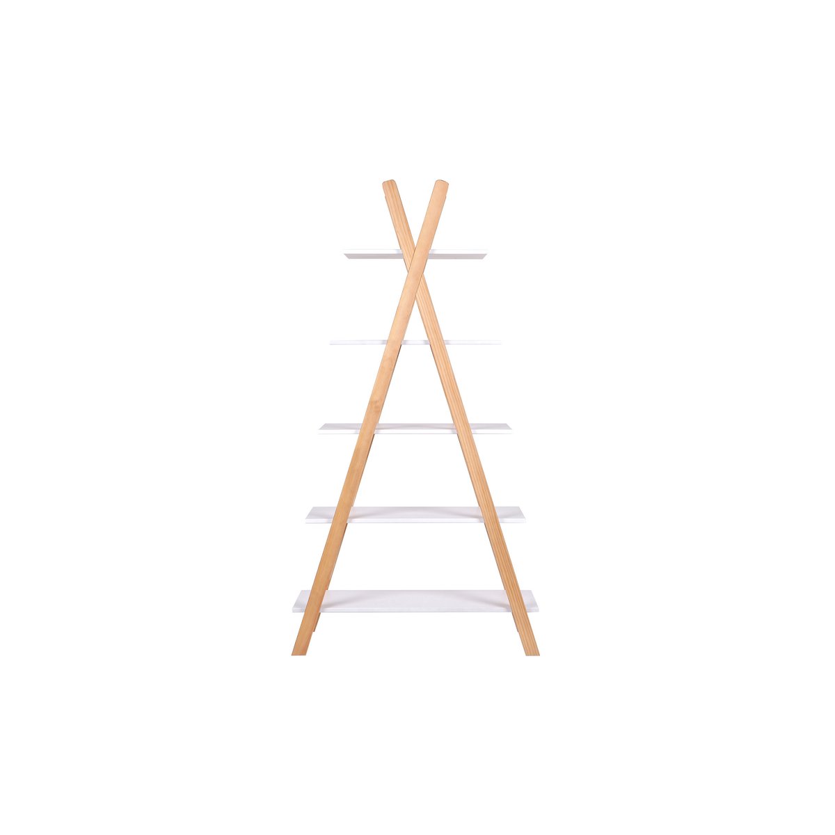 Étagère tipi nordique en bois blanc avec cinq niveaux