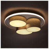 Le plafond LAIR 3-LED "Eppan" Ø 56 cm, en métal, plastique et textile en gris, LED intégrés, éclairage pour le salon, le bureau ou l'espace d'entrée