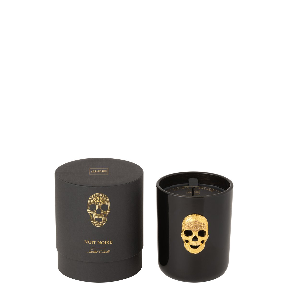 Bougie parfumée J-Line Nuit Noire, détail du motif et de la texture de la cire.