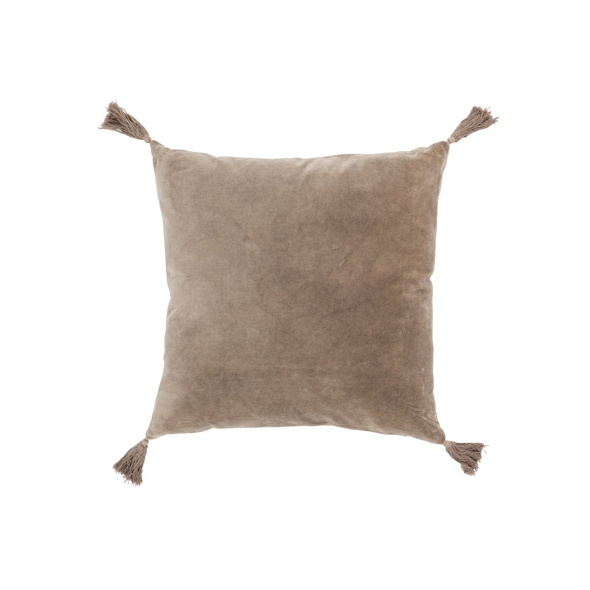 Coussin J-Line Brush en coton et velours marron, vue de face