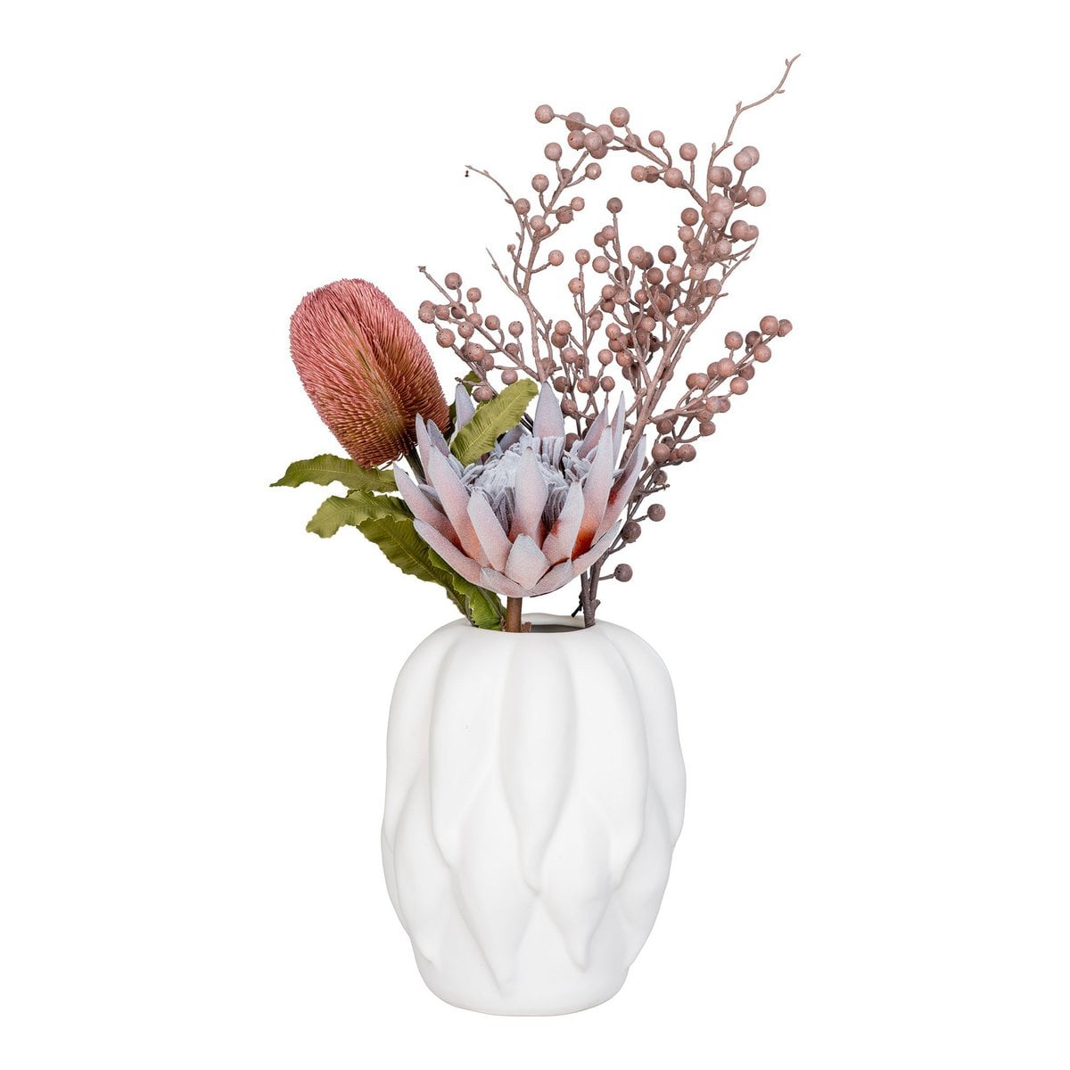 Vase en céramique beige, vue latérale montrant la forme élégante