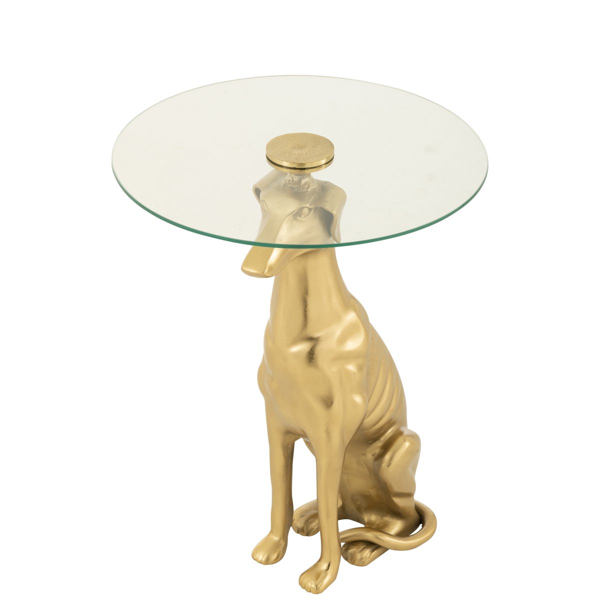 Table d'appoint J-Line Dog en aluminium doré avec verre
