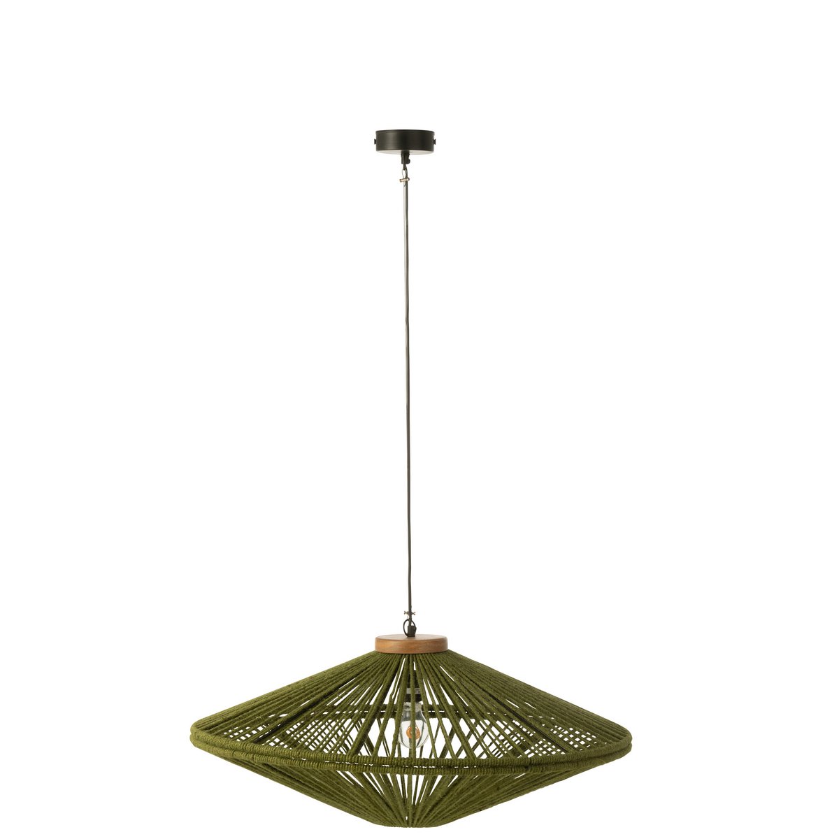 Détail de la lampe Ovni J-Line mettant en valeur le matériau en jute
