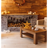 LED WOOD STAR 29 cm High Christmas Decorations en bois dans la nature, avec des LED fermement installées