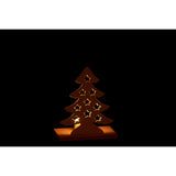 Détail du photophore Sapin de Noël J-Line, finition en aluminium et bois
