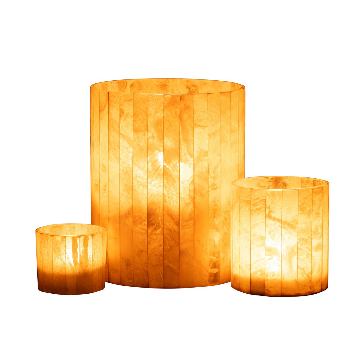 Photophore J-Line Lines en verre jaune - sur table