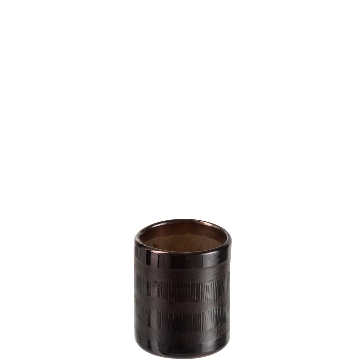 Lanterne J-Line Cylindre en verre marron, vue de face avec détails de texture.