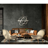 Le pendentif LED "Cosmos" métal et plastique en chrome, Ø60 cm, avec des LED fermement construites, éclairage pour le salon, la salle à manger ou le bureau.
