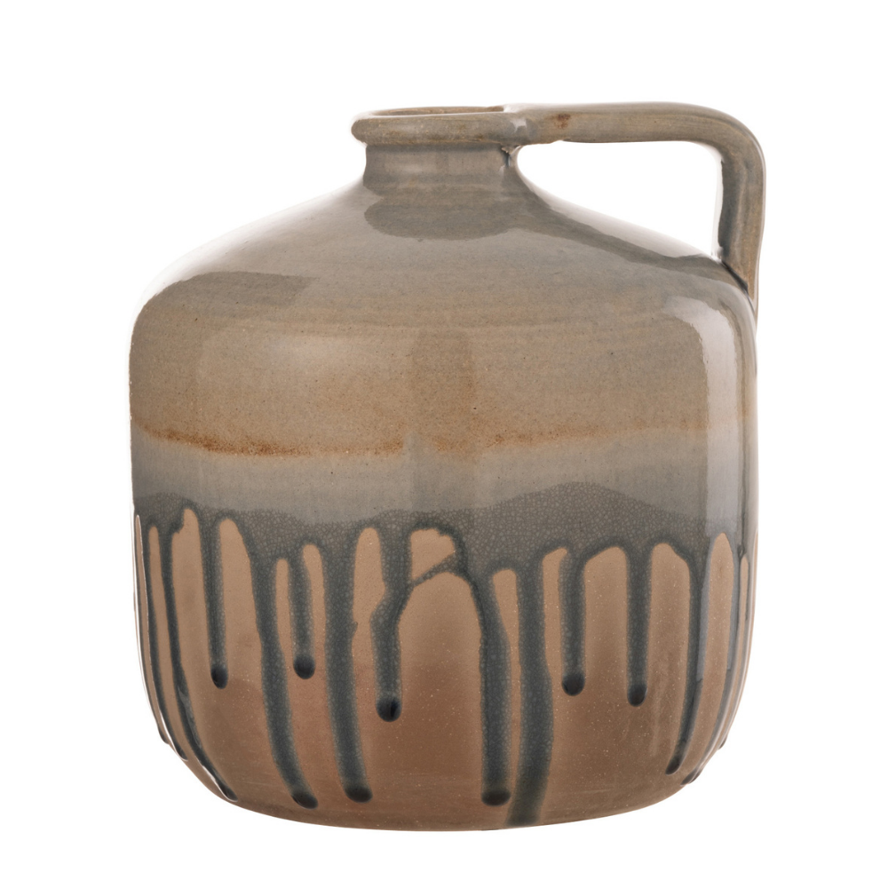 Vase Jug Handle J-Line en céramique beige, vue de face