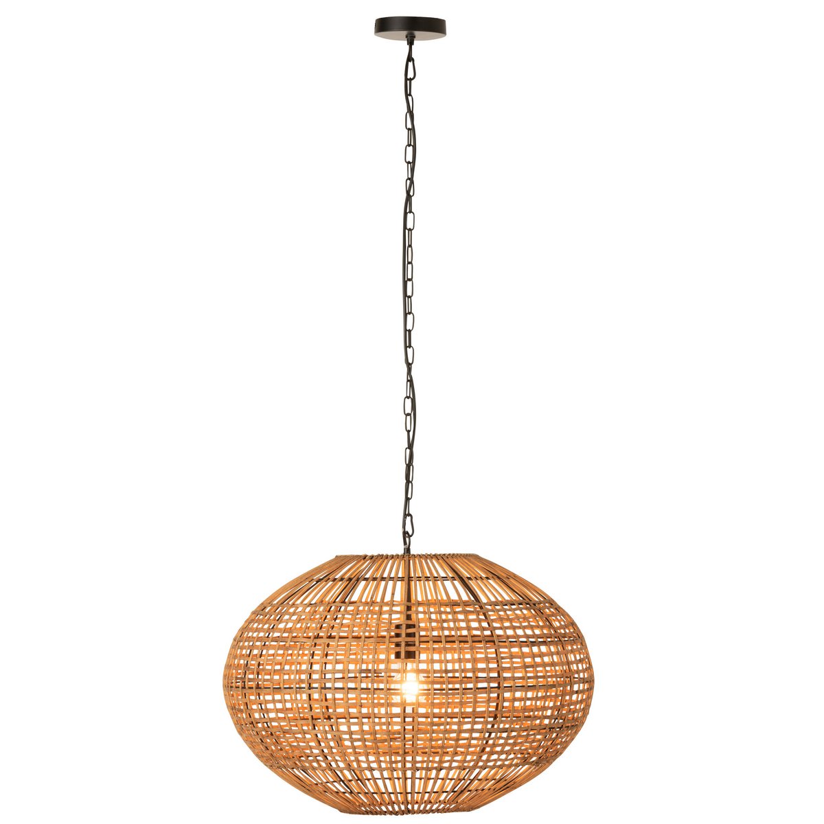 Lampe à suspension J-Line en osier et métal, vue de face