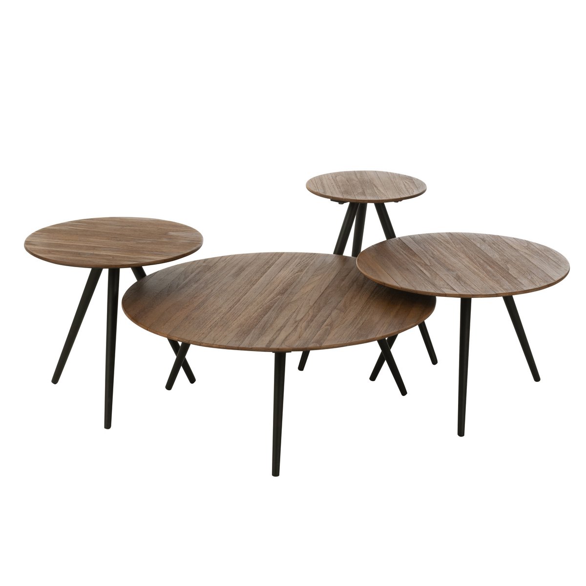 Table J-Line Ronde en Teck Recyclé - mise en scène décorative