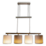 4 pendentif "Tilde", lampe à pendule en métal classique et textile en gris et blanc, avec cadre E27, réglable en hauteur, 86 cm de long, idéal comme lampe à manger