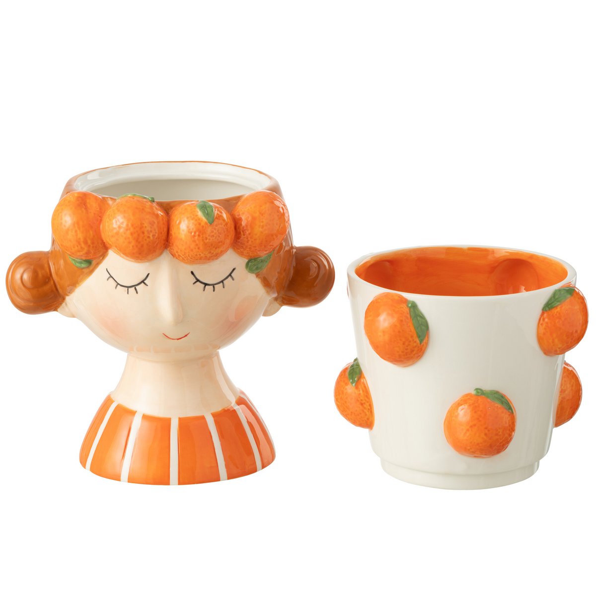 Pot de fleurs J-Line en céramique orange avec un design moderne