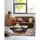 Coussin uni Fara Caramel 45x45 - vue avant avec franges