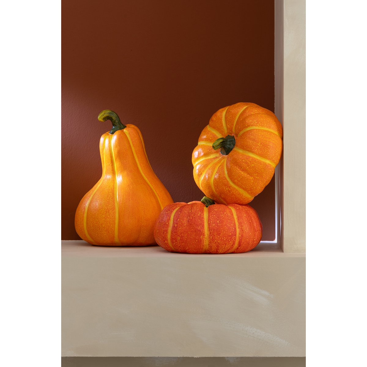 Citrouille en céramique J-Line, couleur orange, design vintage