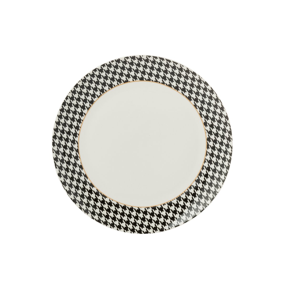 Assiette J-Line Pied-De-Poule en porcelaine avec motif pied-de-poule