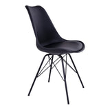 Chaise de salle à manger Oslo – Cuir PU, plastique moulé, métal, noir – Lot de 2