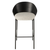 Chaise de bar J-Line Lone en métal noir et bois gris, vue de face