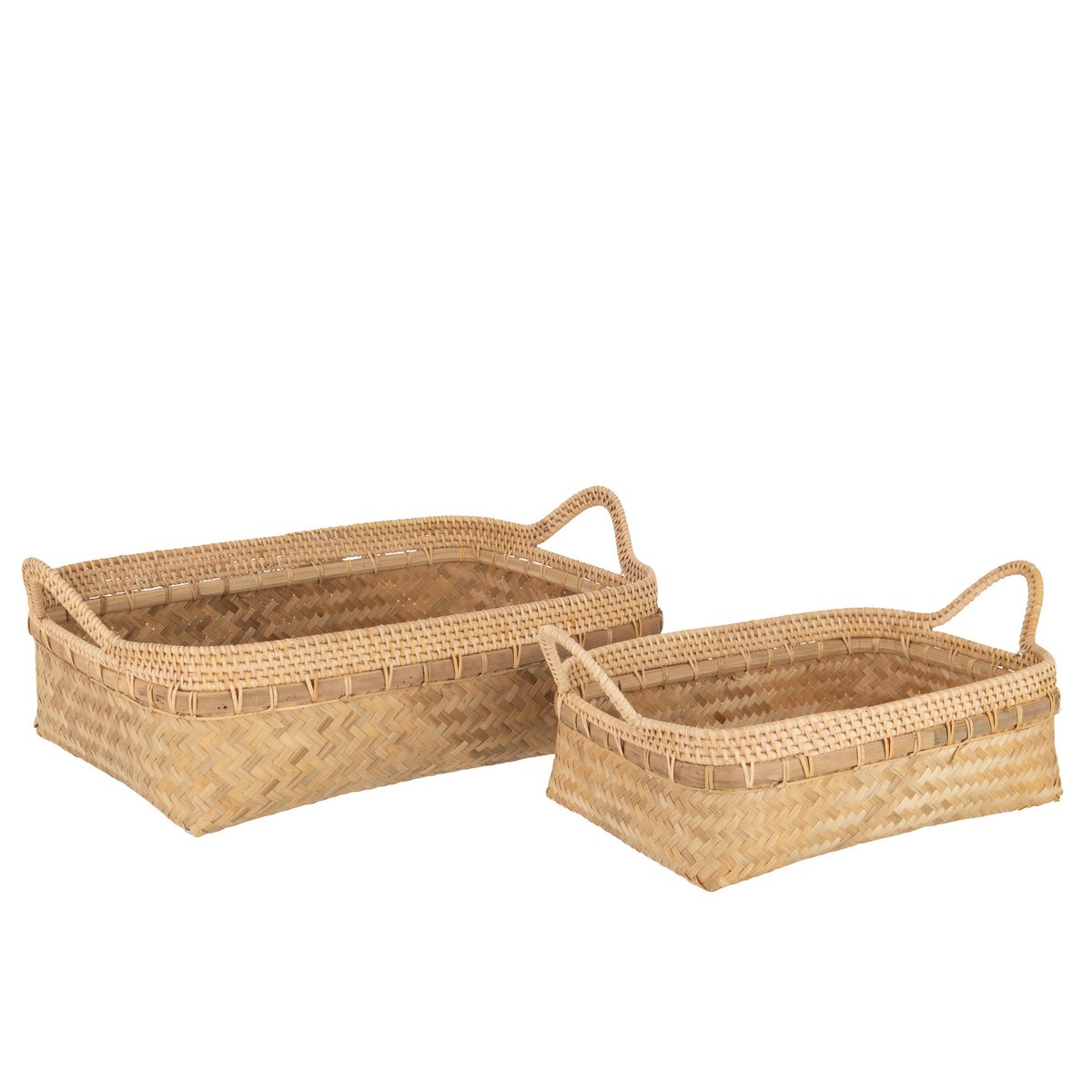 Panier J-Line en bambou naturel, vue de face avec détails visibles