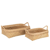 Panier J-Line en bambou naturel, vue de face avec détails visibles