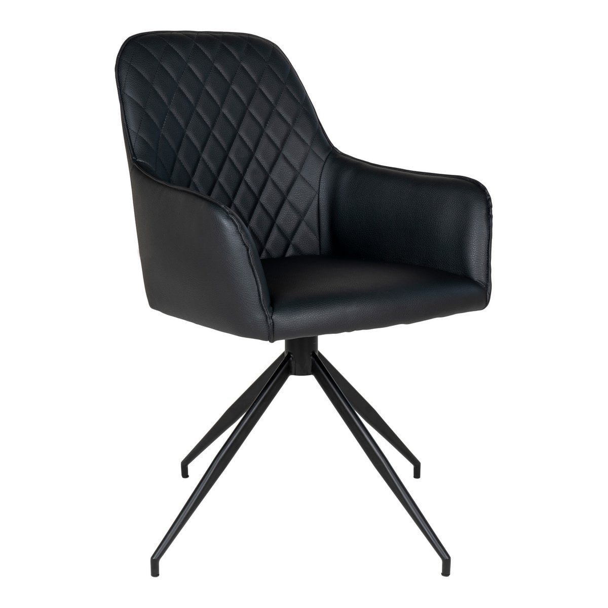 Chaise pivotante Harbo en cuir PU noir avec pieds en métal noir