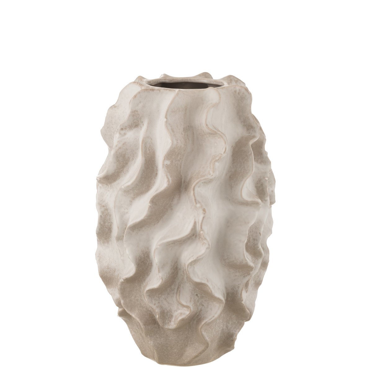 Vase Aave J-Line en porcelaine beige avec design abstrait