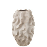 Vase Aave J-Line en porcelaine beige avec design abstrait