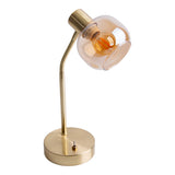 Lampe de table "Libby", lampe de table classique en métal de couleur en laiton et verre teinté en ambre, avec socket E14, pour salle à manger, salon, couloir ou bureau, 34 cm de haut
