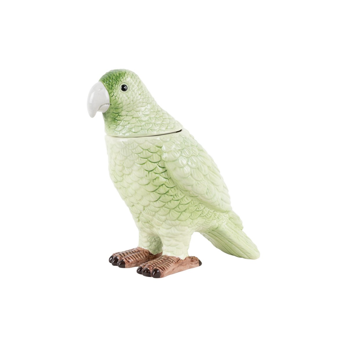 Pot de Rangement Oiseau en céramique vert, vue de face