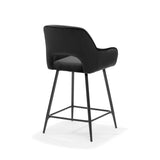Tabouret de bar Katy noir - Velour de tissu noir