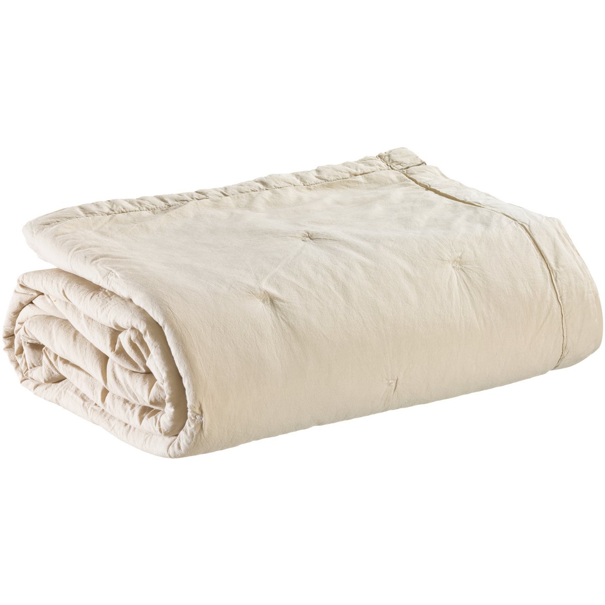 Jeté de lit Tika Naturel 180 x 260 en coton, couleur beige, élégant et raffiné