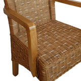 Chaises de salle à manger Ensemble avec des accoudoirs 4 morceaux de chaises de rotin brun Perth grignoter les fauteuils durables