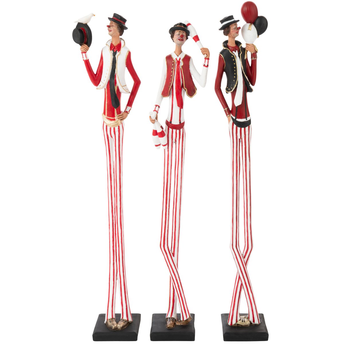 Figurine J-Line Clown Reus, design contemporain en polyrésine multicolore.
