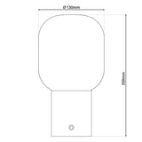 Lumière de table sans fil "Albero" Lumière de table décorative en métal et verre de couleur chromée avec des LED fermement installés, dimmable avec capteur tactile, 25 cm de haut